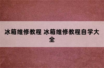 冰箱维修教程 冰箱维修教程自学大全